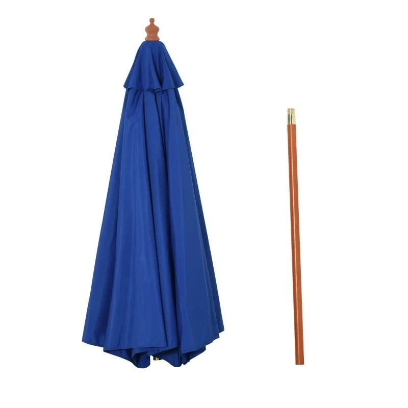 Outsunny 2.5m Wooden Garden Parasol - Blue - 84D-097BU - Image 5