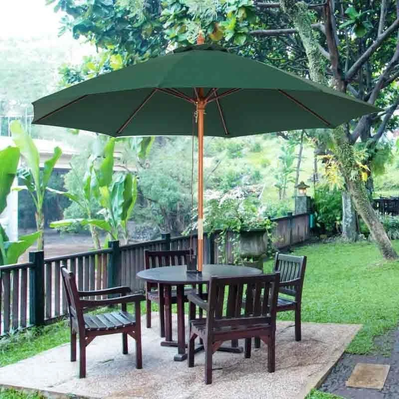 Outsunny 2.5m Wooden Garden Parasol - Dark Green - 84D-097GN - Image 3