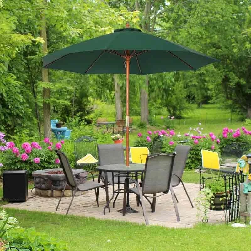 Outsunny 2.5m Wooden Garden Parasol - Dark Green - 84D-097GN - Image 2
