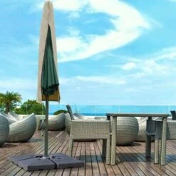 Outsunny Cantilever Umbrella Cover UV Protector With Rod & Zipper - Beige - 84D-102CF