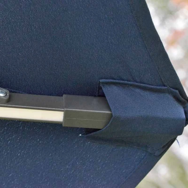 Outsunny 3m LED Cantilever Parasol With Base And Solar Lights - Blue - 84D-104NU - Image 3