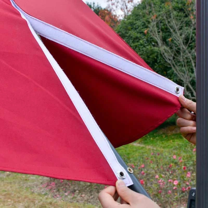 Outsunny 3m LED Cantilever Parasol With Base Solar Lights - Red - 84D-104WR - Image 3