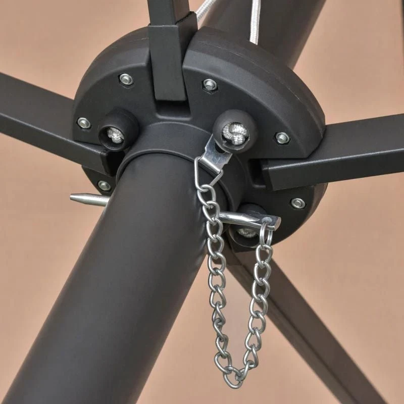 Outsunny 4.4m Double-Sided Parasol LED Solar Lights - Beige - 84D-106CF - Image 3