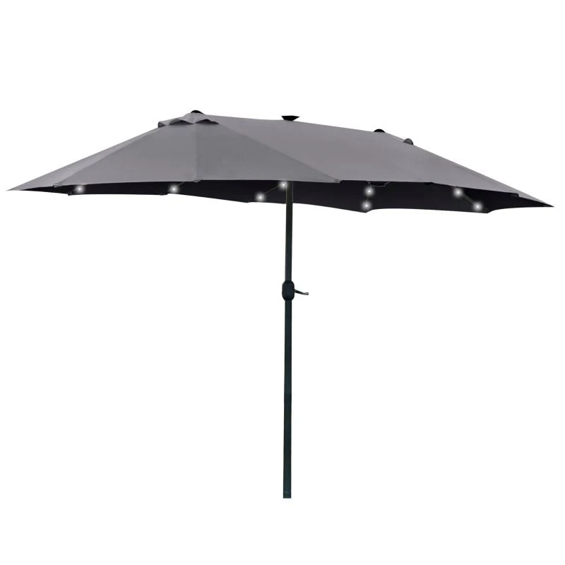 Outsunny 4.4m Double-Sided Sun Parasol LED Solar Lights - Dark Grey - 84D-106CG - Image 2