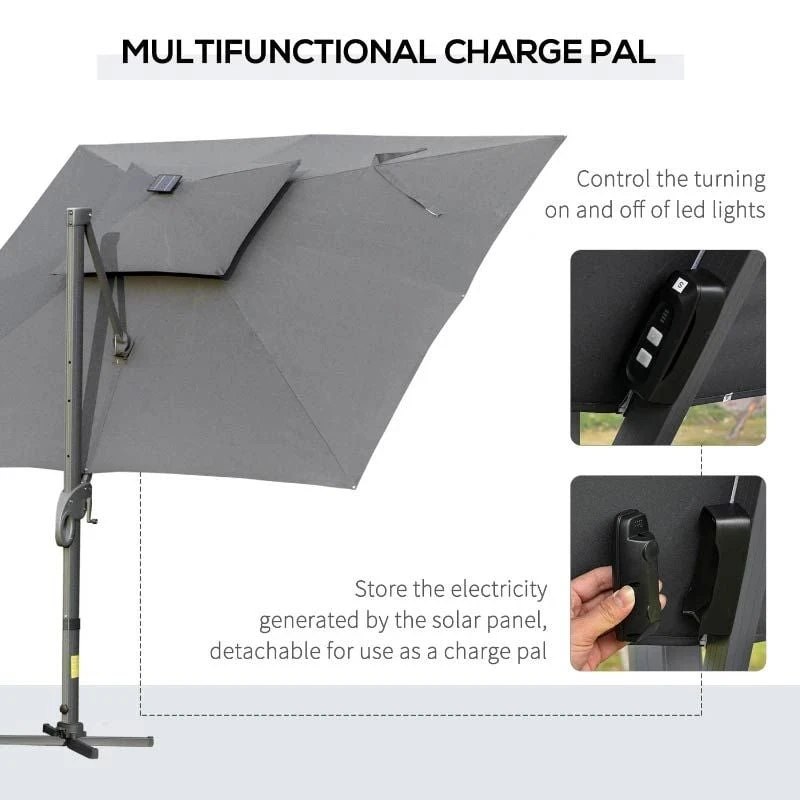 Outsunny 3 X 3m Aluminium Sun Square Canopy With Adjustable Pole - Dark Grey - 84D-108CG - Image 9