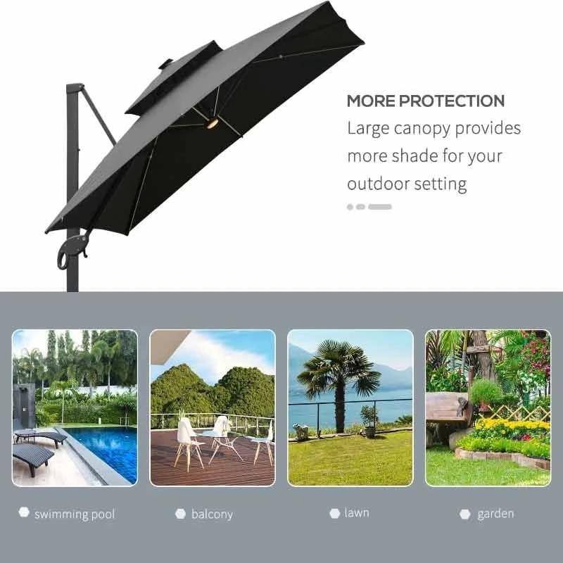Outsunny 3 X 3m Aluminium Sun Square Canopy With Adjustable Pole - Dark Grey - 84D-108CG - Image 8