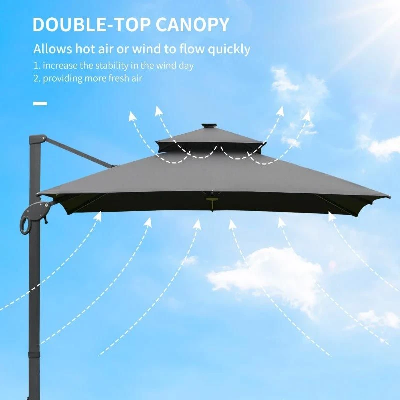 Outsunny 3 X 3m Aluminium Sun Square Canopy With Adjustable Pole - Dark Grey - 84D-108CG - Image 7