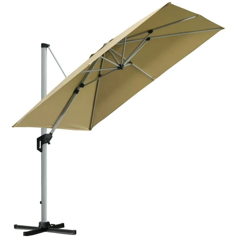 Outsunny 3 X 3m Cantilever Roma Parasol 360° Rotating With Cross Base - Beige - 84D-115 - Image 3