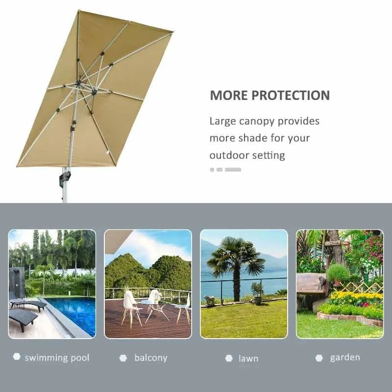 Outsunny 3 X 3m Cantilever Roma Parasol 360° Rotating With Cross Base - Beige - 84D-115 - Image 8