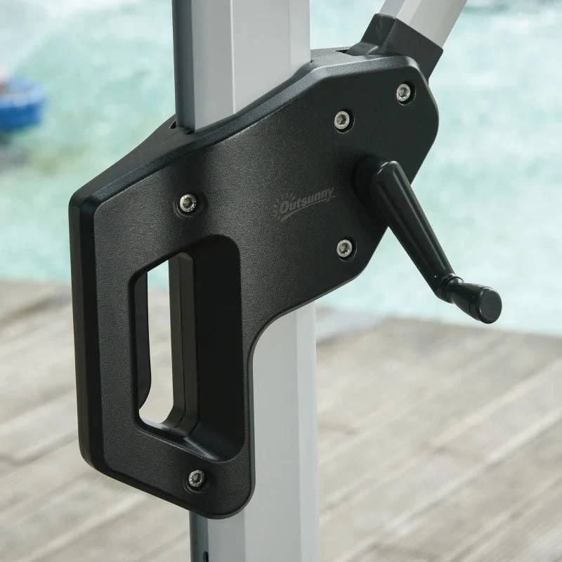 Outsunny 3 X 3m Cantilever Roma Parasol 360° Rotating With Cross Base - Beige - 84D-115 - Image 5