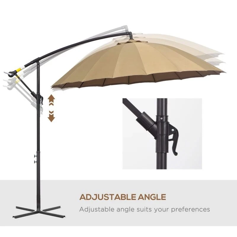 Outsunny 3m Cantilever Parasol With 18 Ribs & Vents - Adjustable Angle - Beige - 84D-118 - Image 10