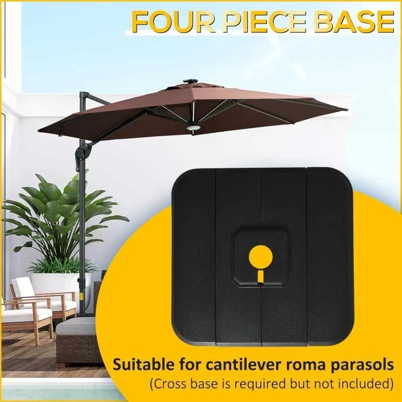 Outsunny 4 Piece Cantilever Parasol Base - Black - 84D-144 - Image 9