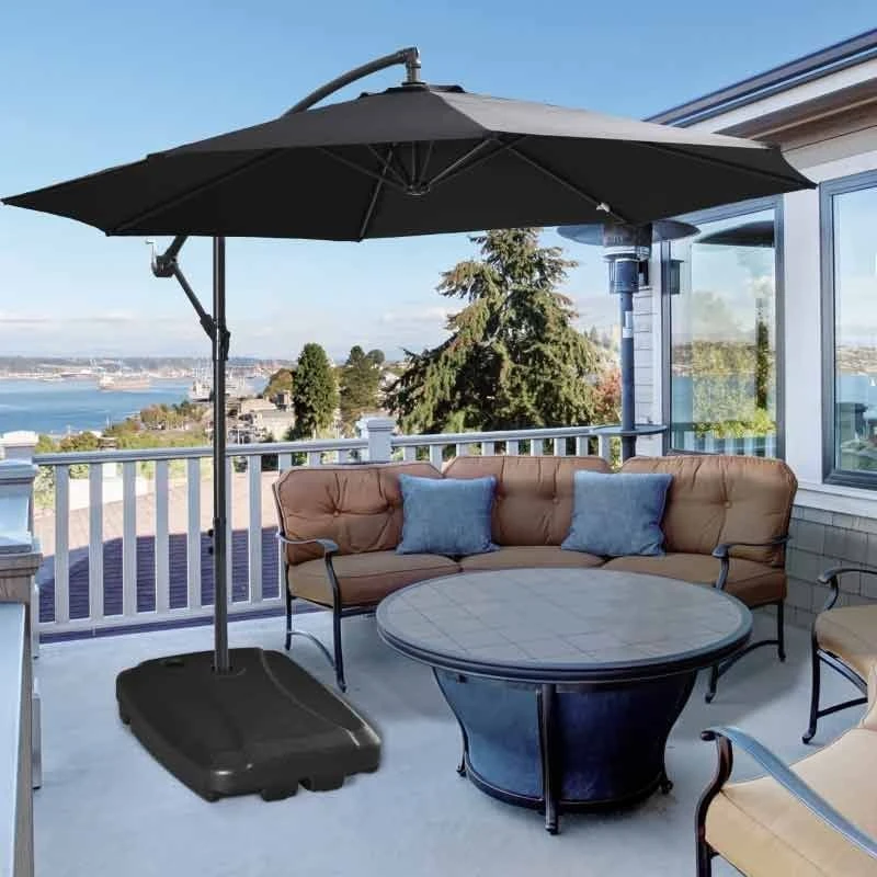 Outsunny 7kg Square Parasol Base For Cantilever Banana Parasol With Wheels - Black - 84D-148 - Image 10