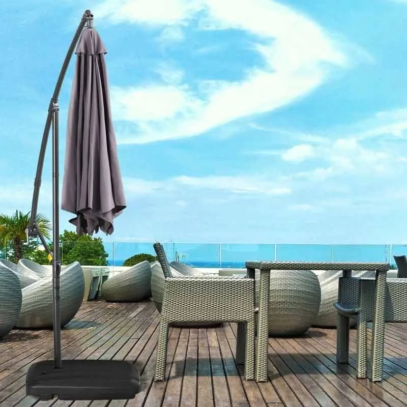 Outsunny 7kg Square Parasol Base For Cantilever Banana Parasol With Wheels - Black - 84D-148