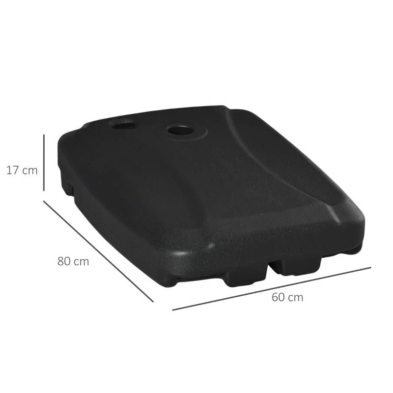 Outsunny 7kg Square Parasol Base For Cantilever Banana Parasol With Wheels - Black - 84D-148 - Image 9