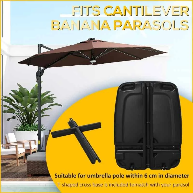 Outsunny 7kg Square Parasol Base For Cantilever Banana Parasol With Wheels - Black - 84D-148 - Image 8