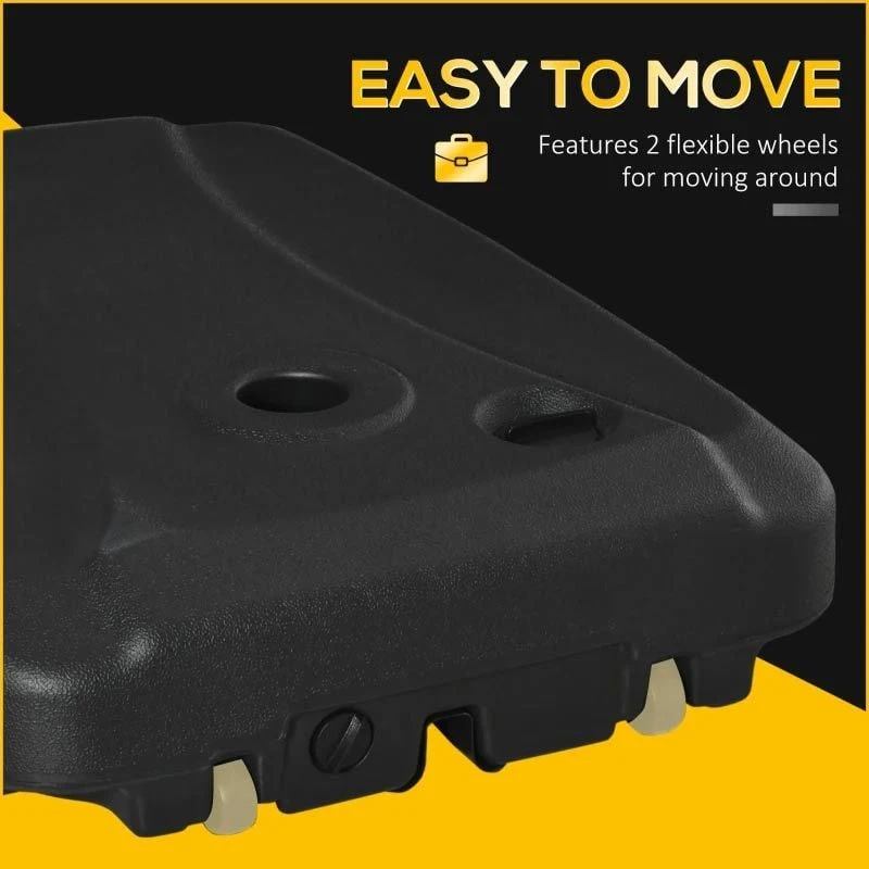 Outsunny 7kg Square Parasol Base For Cantilever Banana Parasol With Wheels - Black - 84D-148 - Image 5