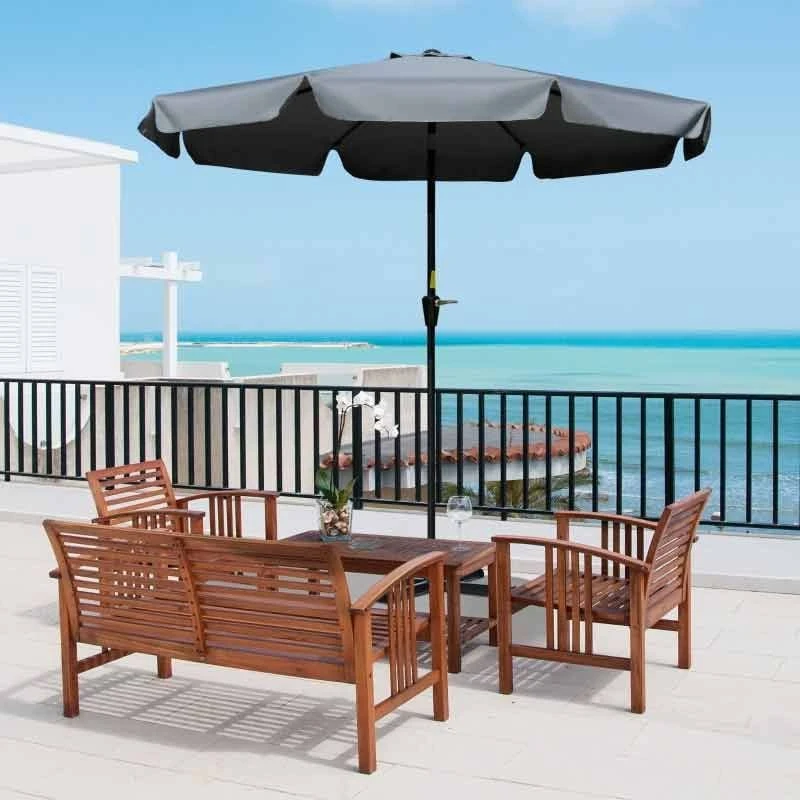 Outsunny 2.66m Patio Parasol With 8 Sturdy Ribs - Charcoal Grey - 84D-157CG - Image 10