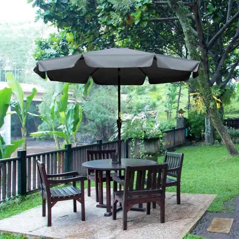 Outsunny 2.66m Patio Parasol With 8 Sturdy Ribs - Charcoal Grey - 84D-157CG