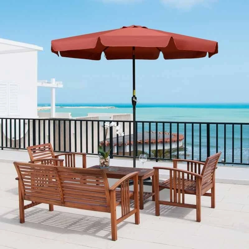 Outsunny 2.66m Patio Parasol With 8 Sturdy Ribs - Wine Red - 84D-157WR - Image 10