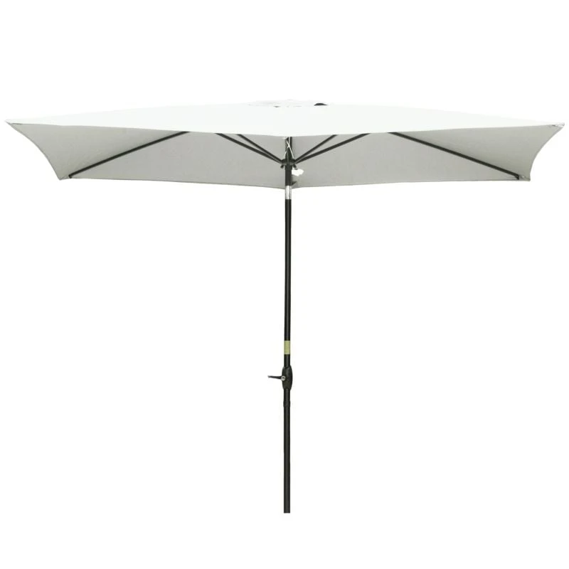 Outsunny 2 X 3m Rectangular Patio Parasol With Crank & Push Button Tilt - Cream White - 84D-158CW - Image 2