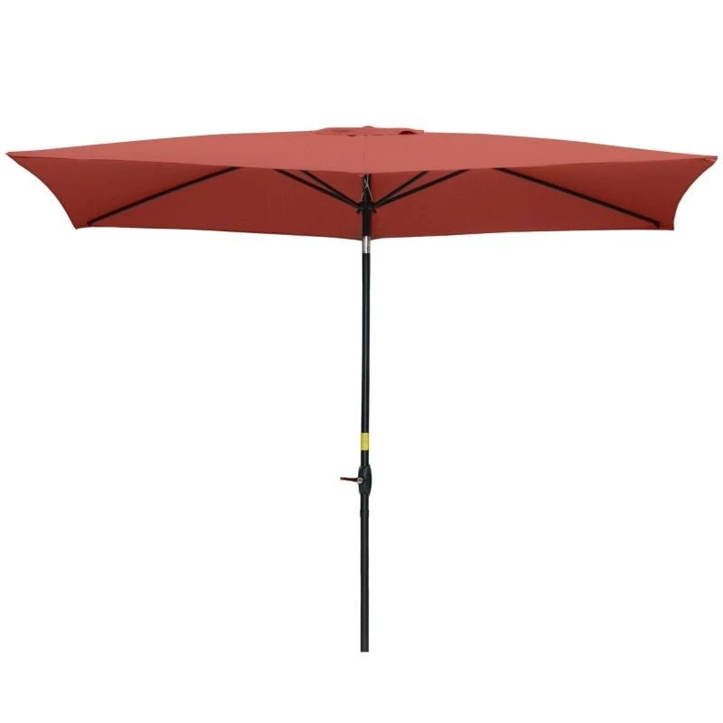 Outsunny 2 X 3m Rectangular Patio Parasol With Crank & Push Button Tilt - Wine Red - 84D-158WR - Image 2