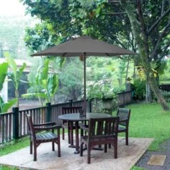 Outsunny 1.96m Patio Parasol With 6 Sturdy Ribs - Dark Grey - 84D-159CG