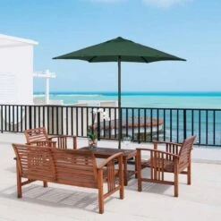 Outsunny 1.96m Patio Parasol With 6 Sturdy Ribs - Green - 84D-159GN