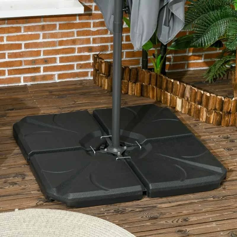 Outsunny Set Of 4 Parasol Base Stand Weights For Banana Hanging Cantilever Umbrella - Black - 84D-172V01BK - Image 10