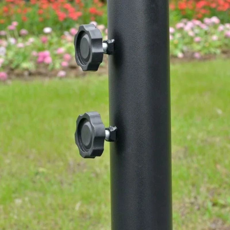 Outsunny 3m Cantilever Banana Parasol Hanging Umbrella With LED Solar Lights, Crank, 8 Sturdy Ribs And Cross Base - Black - 84D-180BK - Image 4