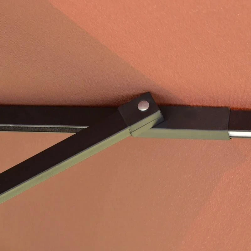 Outsunny 3m Cantilever Banana Parasol With LED Solar Lights, Crank, 8 Sturdy Ribs And Cross Base - Coffee - 84D-180CF - Image 5