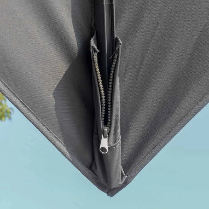 Outsunny 3m Cantilever Parasol Solar LED Lighted Hanging Canopy With Tilt And Crank Handle And Cross Base - Grey - 84D-184CG - Image 4