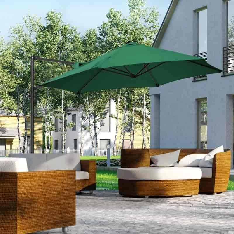 Outsunny 2.5M Cantilever Parasol With 360° Rotation With Cross Base - Green - 84D-209V00GN - Image 9