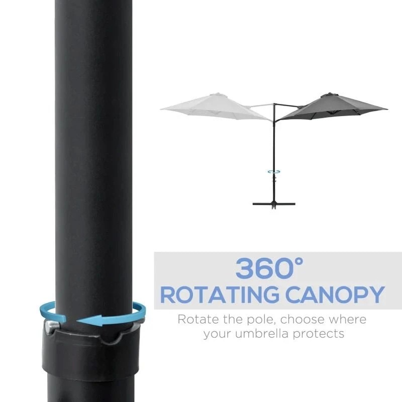 Outsunny 2.5M Cantilever Parasol With 360° Rotation With Cross Base - Green - 84D-209V00GN - Image 5