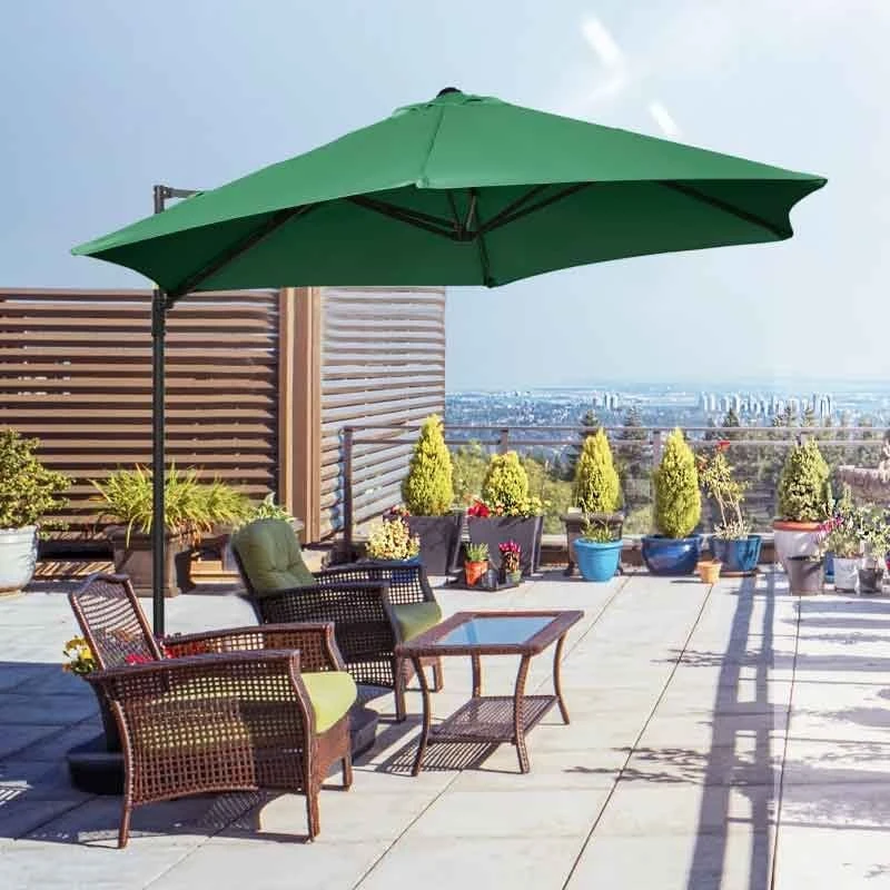 Outsunny 2.5M Cantilever Parasol With 360° Rotation With Cross Base - Green - 84D-209V00GN