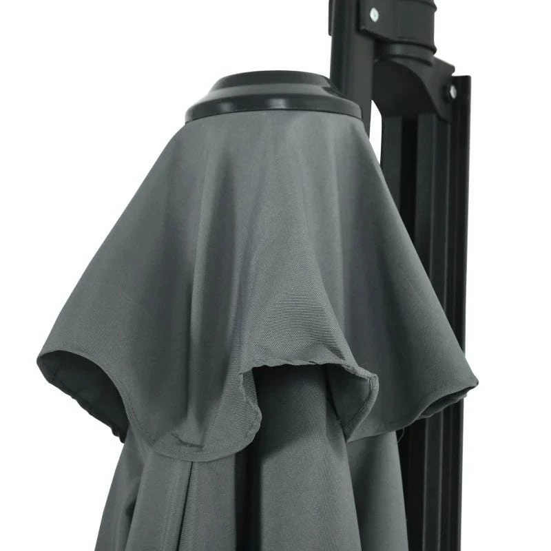 Outsunny Hand To Push Wall Mounted Parasol With 180° Rotatable Canopy - Grey - 84D-210V00GY - Image 5