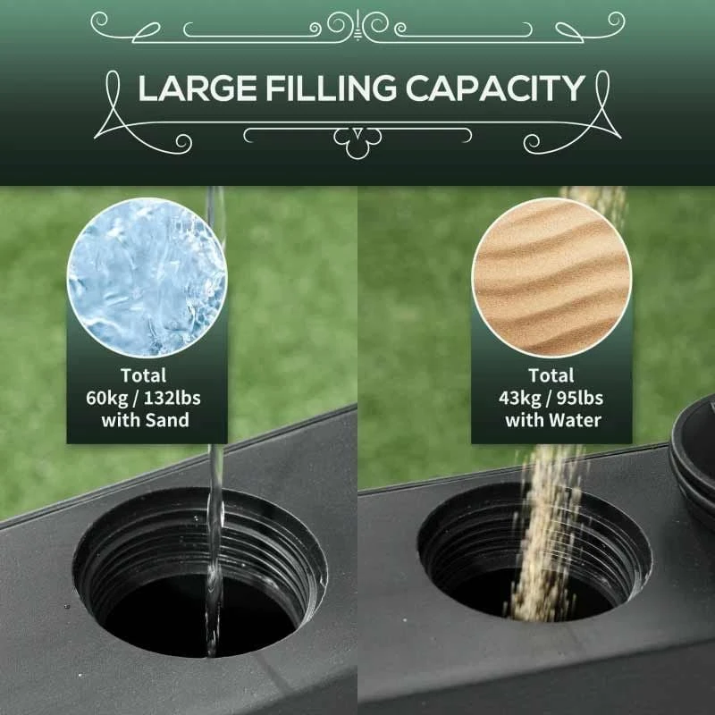 Outsunny Parasol Base Holder With Wheels And Brakes - Black - 84D-227V00BK - Image 8