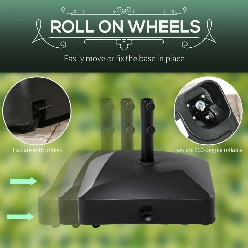 Outsunny Parasol Base Holder With Wheels And Brakes - Black - 84D-227V00BK - Image 6