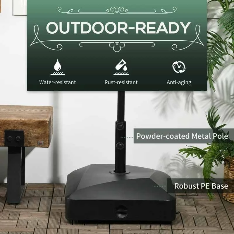 Outsunny Parasol Base Holder With Wheels And Brakes - Black - 84D-227V00BK - Image 5