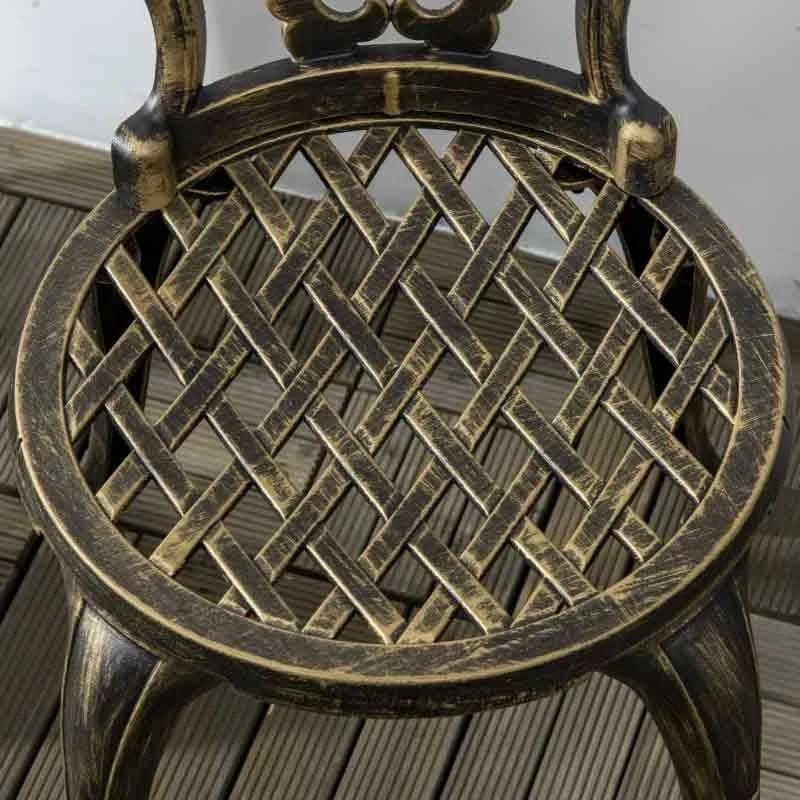 Outsunny 3 Piece Cast Aluminium Bistro Set With Parasol Hole - Bronze - 84G-042V00BN - Image 6