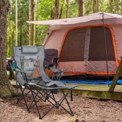 Outsunny Foldable Reclining Garden Chairs - Grey - 84G-152V00GY