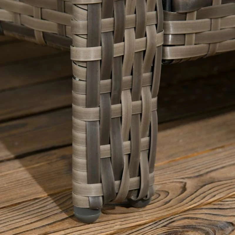 Outsunny 3 Piece PE Rattan Wicker Bistro Set Weave Conservatory Sofa Storage Table With Orange Cushion - Mixed Grey - 860-111V71OG - Image 7