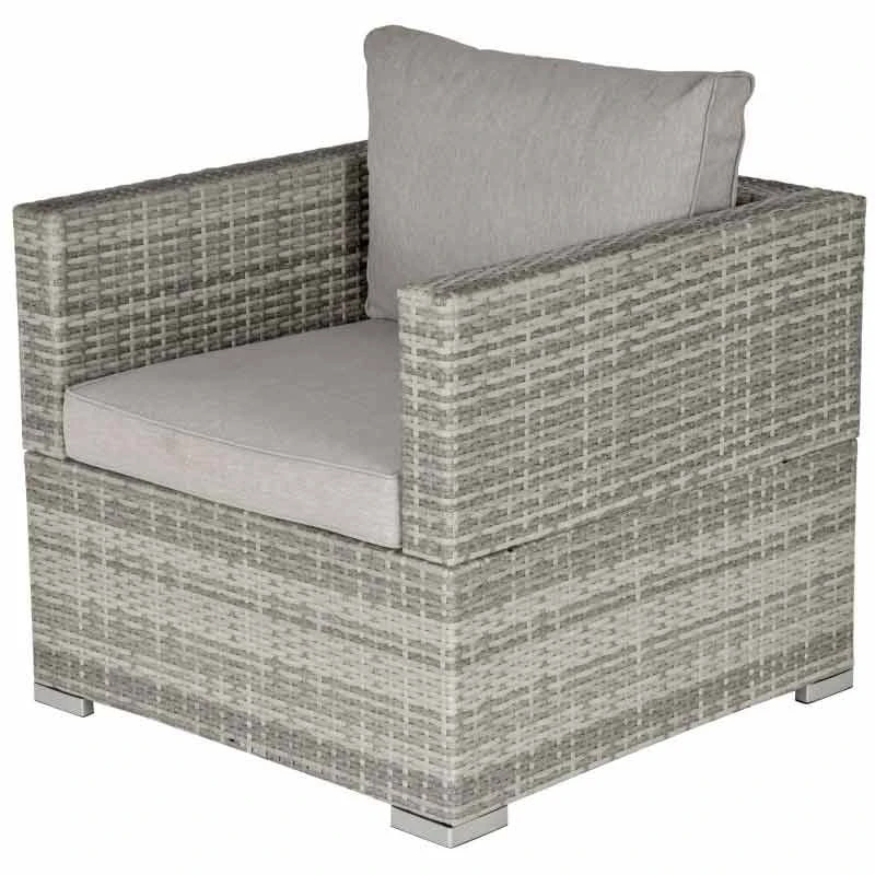 Outsunny Outdoor Single Wicker Garden Sofa Armchair - Grey- 860-141V70 - Image 2