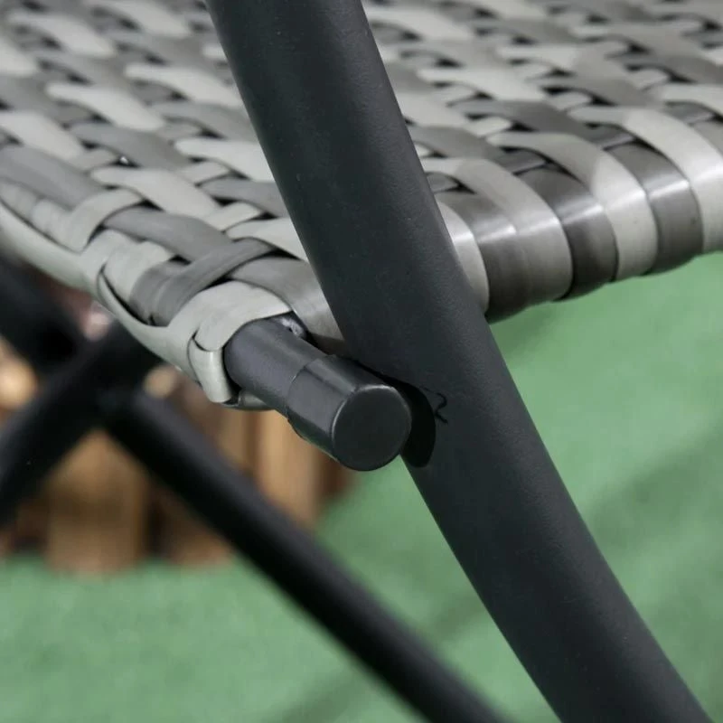 Outsunny 3 Piece Hand Woven Rattan Wicker Bistro Set With Easy Folding - Grey - 863-054V00GG - Image 5