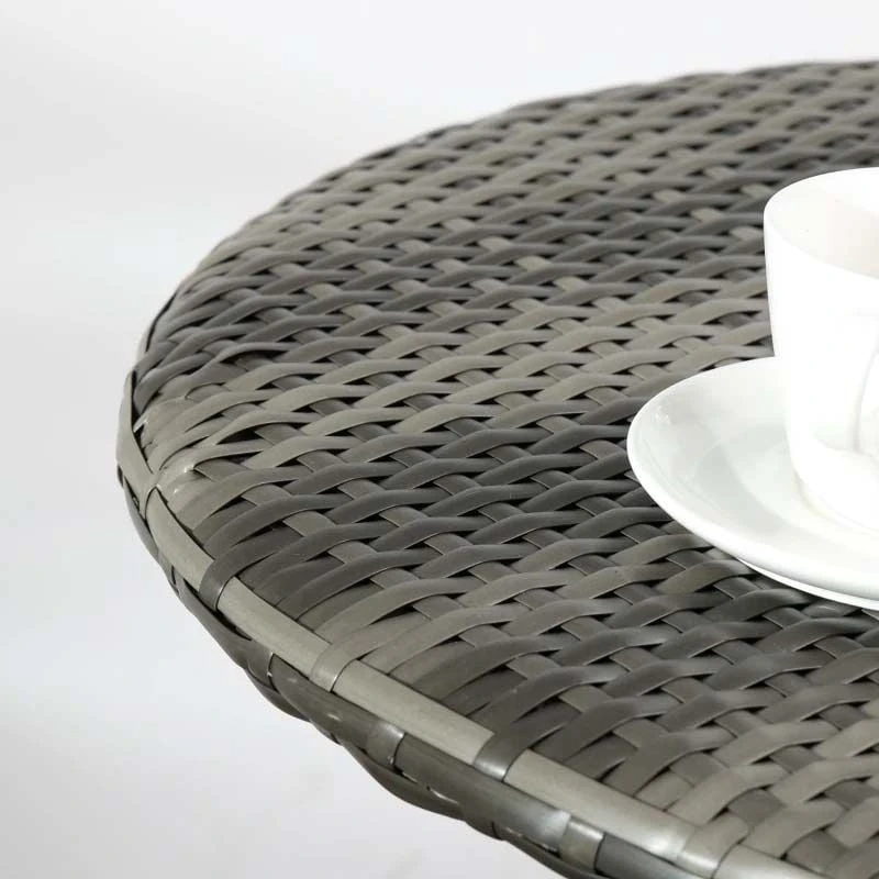 Outsunny 3 Piece Hand Woven Rattan Wicker Bistro Set With Easy Folding - Grey - 863-054V00GG - Image 4