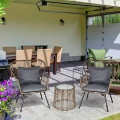 Outsunny 2 Seater Coffee Table Outdoor Patio Set - Grey - 863-061V70CG