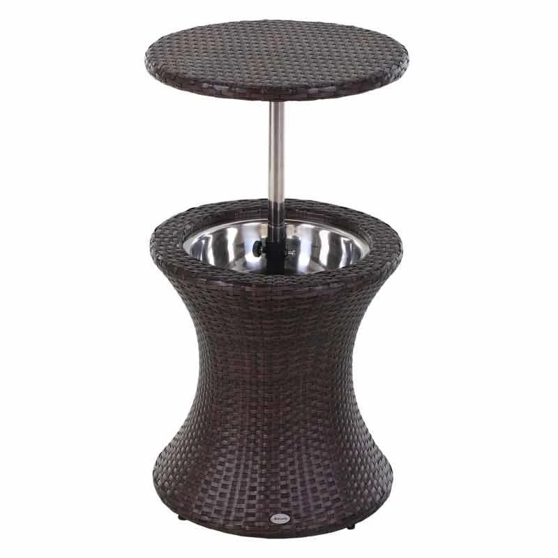 Outsunny Rattan Ice Bucket Table - Brown - 867-016BN - Image 3