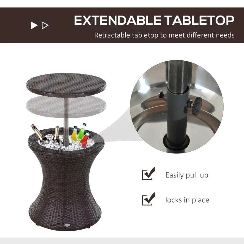 Outsunny Rattan Ice Bucket Table - Brown - 867-016BN - Image 10