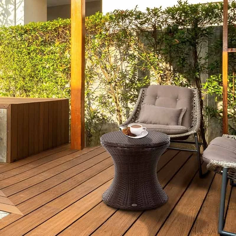 Outsunny Rattan Ice Bucket Table - Brown - 867-016BN - Image 2
