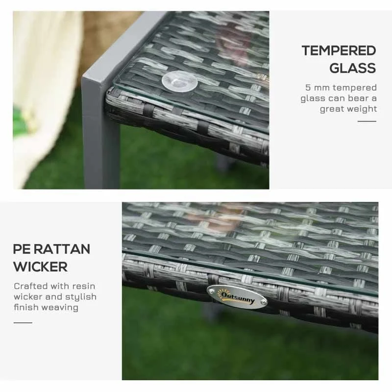 Outsunny Rattan Side Table - 500mm - Grey - 867-033 - Image 8